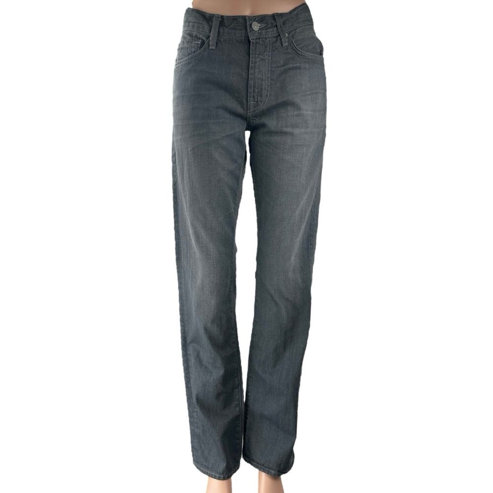 7 For All Mankind Slimmy Women's Black Mid Rise Straight Denim Jeans Pants Sz 30